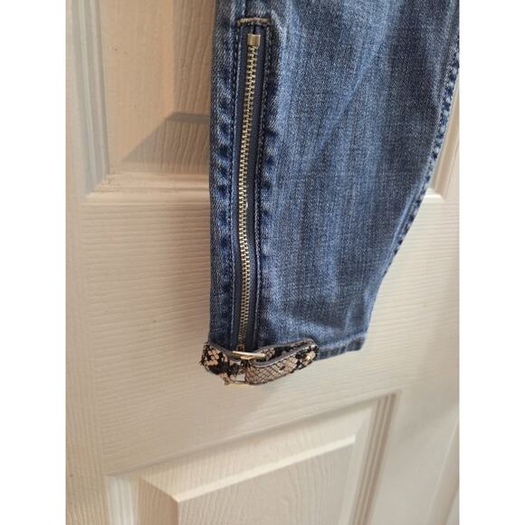 White House Black Market Skinny Ankle Zip buckle Hem Jeans Snake Trim Mid rise 2 - Picture 2 of 12